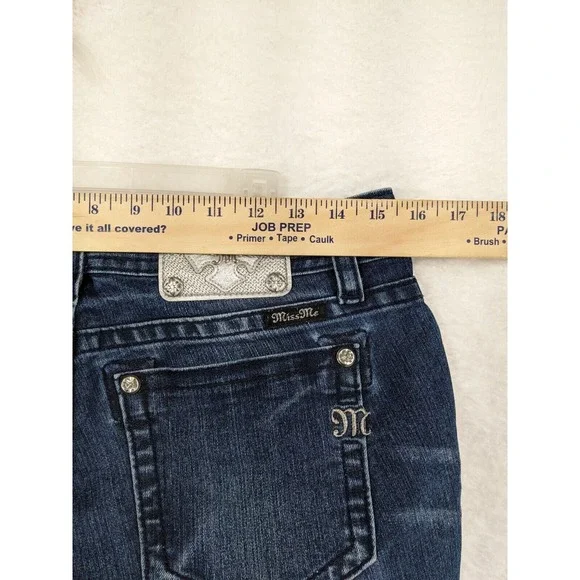 Miss Me Wild Flower Mid Rise Embellished Front Inseam (33") Jeans Size 29 - Picture 16 of 16